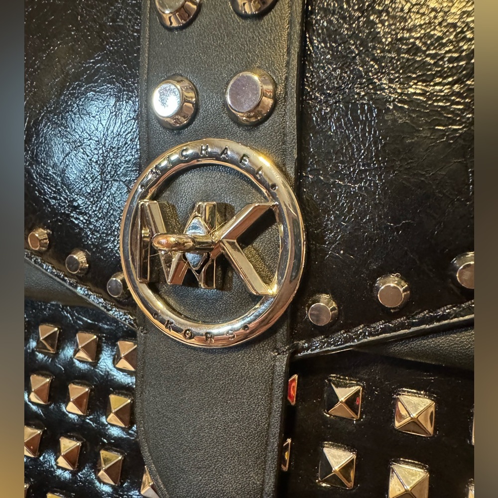 Michael Kors Studded Crossbody Black Leather COA Excellent Condition MK RARE - Picture 6 of 10